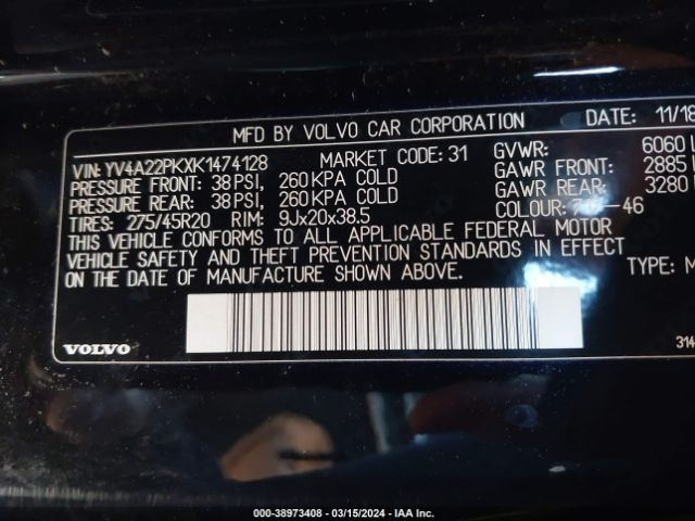 YV4A22PKXK1474128 Volvo Xc90 T6 Momentum