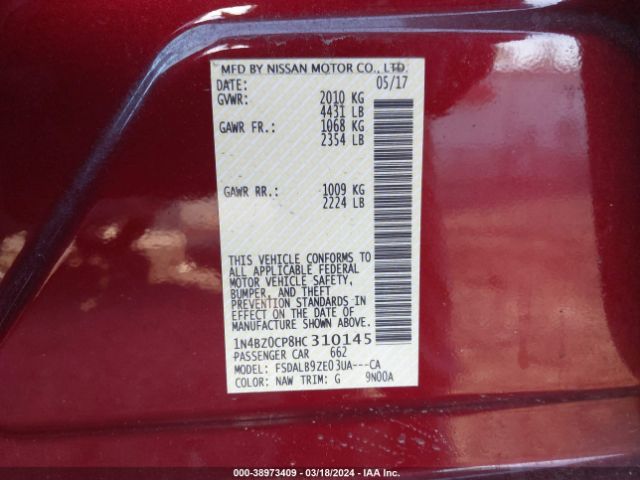 1N4BZ0CP8HC310145 Nissan LEAF S