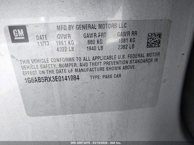 1G6AB5RX3E0141084 Cadillac ATS LUXURY