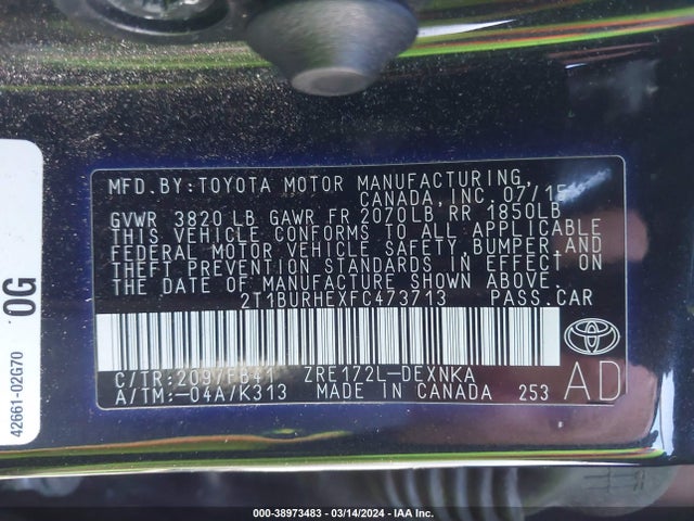 Toyota COROLLA LE 2015 2T1BURHEXFC473713 Image 9