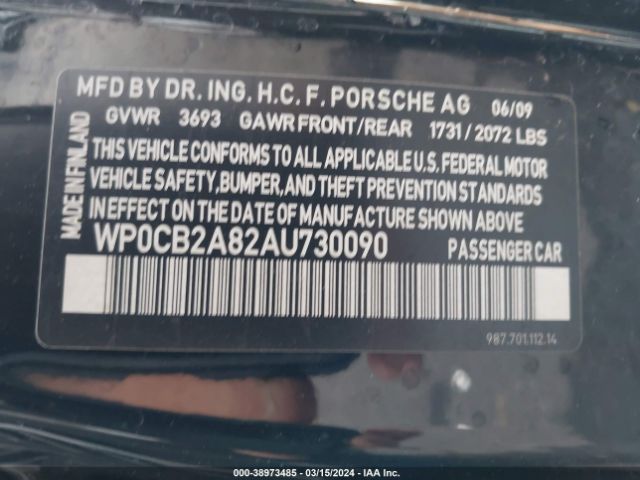 2010 PORSCHE BOXSTER WP0CB2A82AU730090 Photo 8
