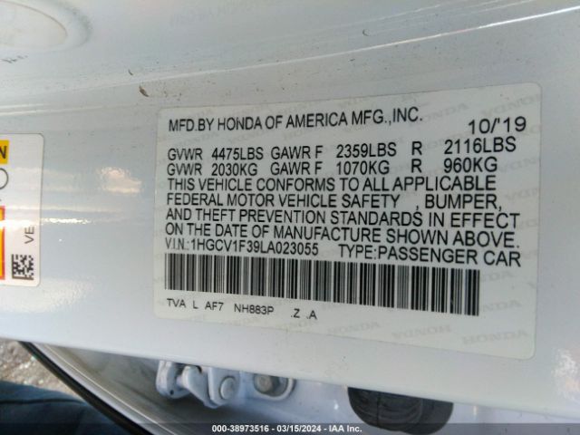 1HGCV1F39LA023055 Honda Accord Sport