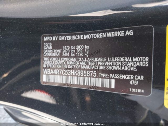 WBA4R7C53HK895875 BMW 430I