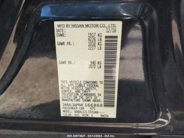 Nissan Altima 2.5 Sv 2017 1N4AL3AP4HC166868 Image 9