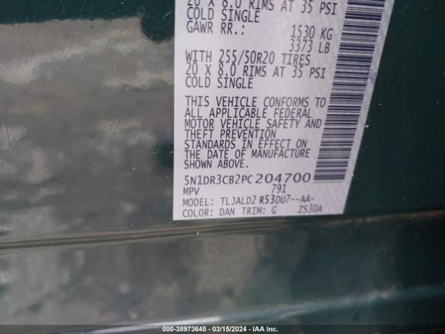 5N1DR3CB2PC204700 Nissan Pathfinder Sl Fwd