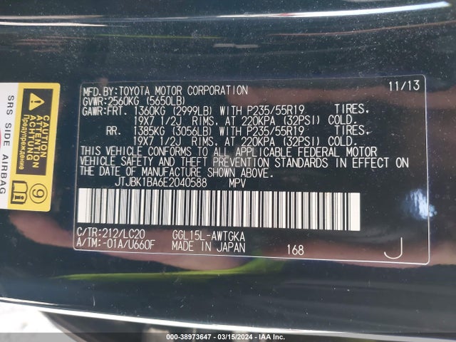 JTJBK1BA6E2040588 Lexus RX 350