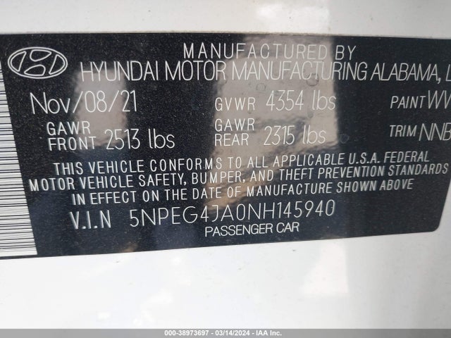 Hyundai SONATA SE 2022 5NPEG4JA0NH145940 Image 9