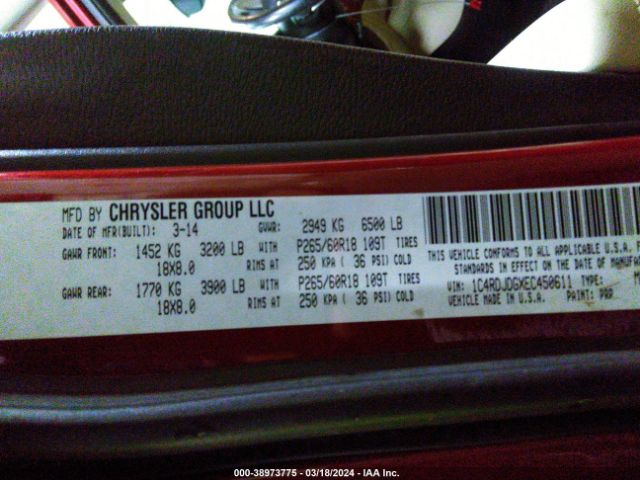 1C4RDJDGXEC450611 Dodge DURANGO LIMITED