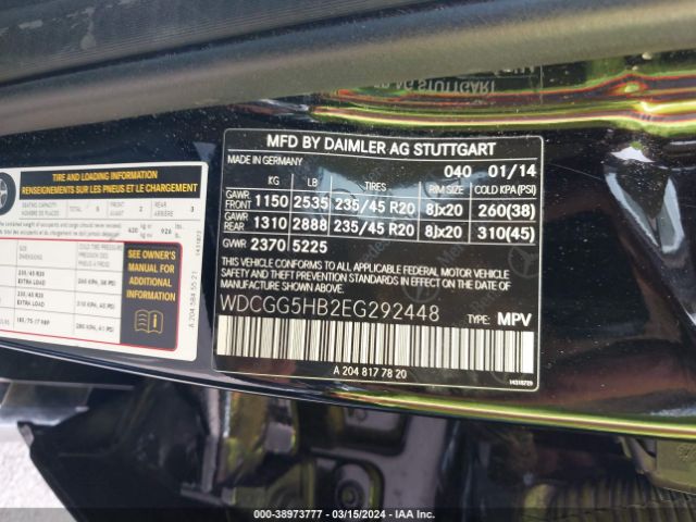 WDCGG5HB2EG292448 Mercedes-Benz GLK 350