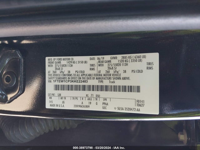Ford F-150 Xl 2019 1FTEW1CP3KKE22483 Image 9