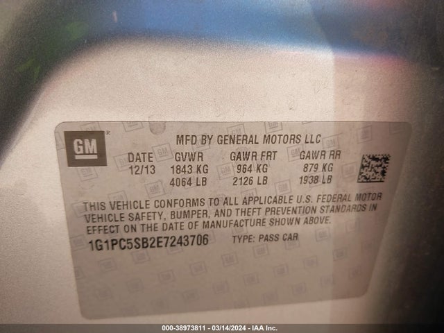 Chevrolet Cruze 1lt Auto 2014 1G1PC5SB2E7243706 Image 9