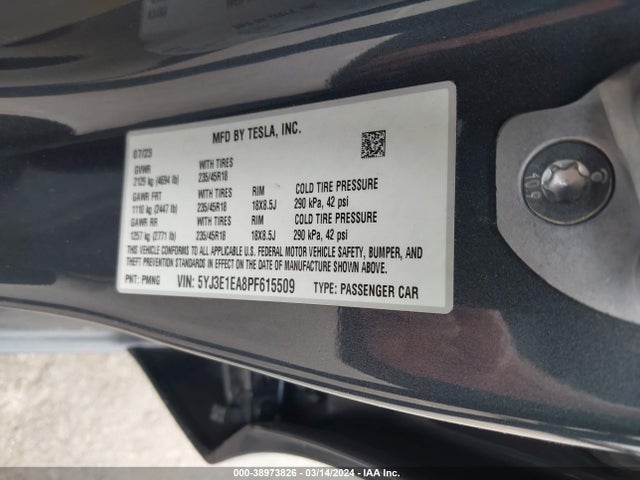 Tesla Model 3 Rear-wheel Drive 2023 5YJ3E1EA8PF615509 Image 9