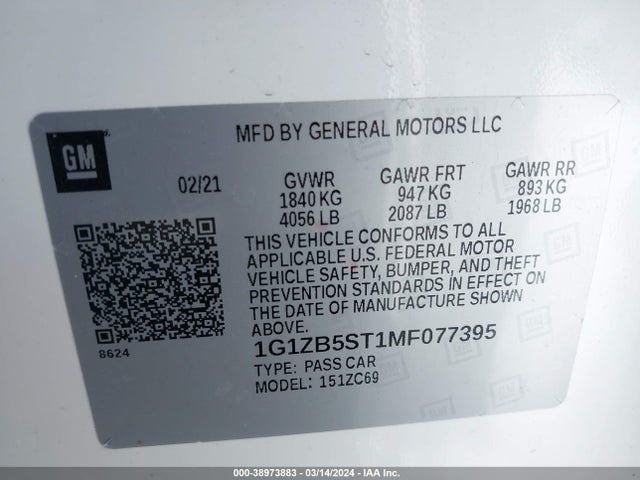 Chevrolet Malibu Fwd Ls 2021 1G1ZB5ST1MF077395 Image 9