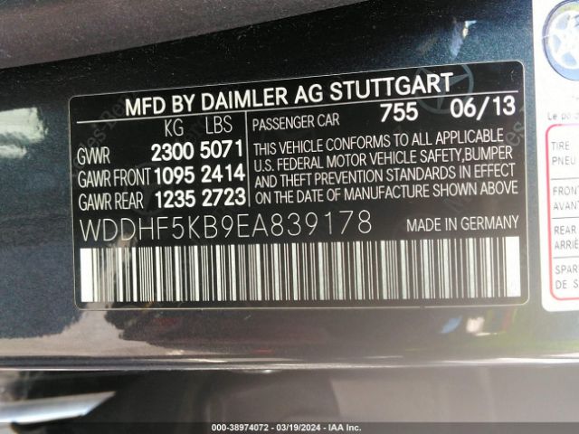 WDDHF5KB9EA839178 Mercedes-Benz E 350