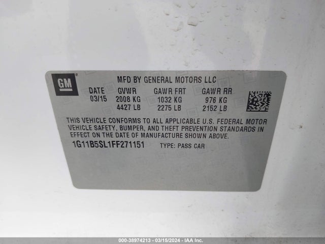Chevrolet MALIBU LS 2015 1G11B5SL1FF271151 Image 9