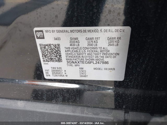 Chevrolet Equinox Awd 2fl 2023 3GNAXTEG6PL247986 Image 9