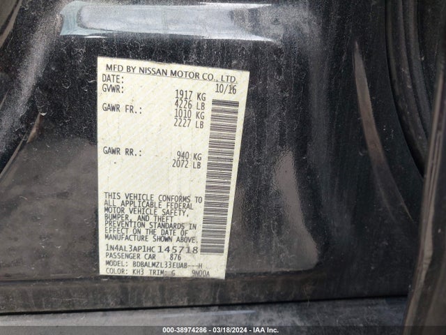 Nissan Altima 2.5 Sv 2017 1N4AL3AP1HC145718 Image 9