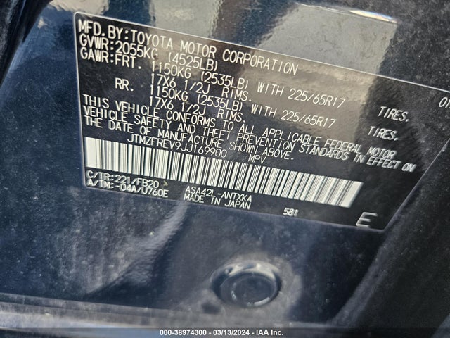 Toyota RAV4 2018 JTMZFREV9JJ169900 Image 9