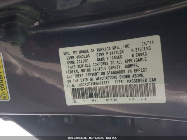 1HGCR6F30EA006553 Honda ACCORD HYBRID