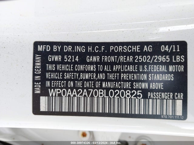 2011 PORSCHE PANAMERA WP0AA2A70BL020825 Photo 8