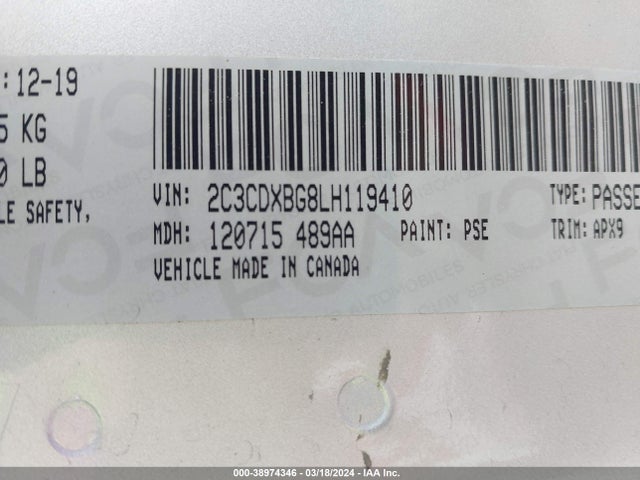 Dodge Charger Sxt Rwd 2020 2C3CDXBG8LH119410 Image 9