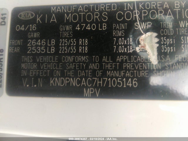 KIA Sportage Ex 2017 KNDPNCAC7H7105146 Image 9