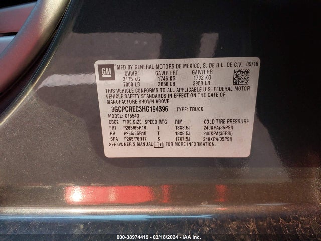 Chevrolet Silverado 1500 1lt 2017 3GCPCREC3HG194396 Image 9