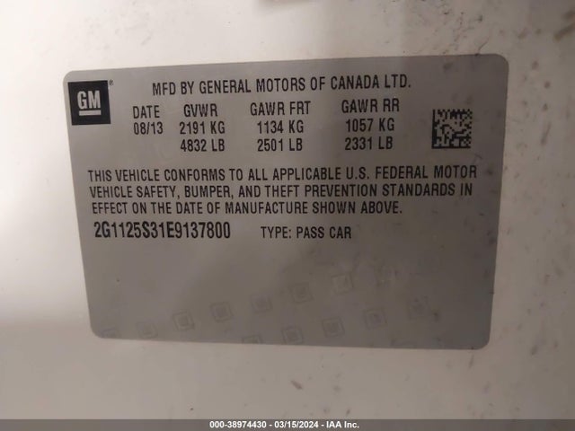 Chevrolet Impala 2lt 2014 2G1125S31E9137800 Image 9