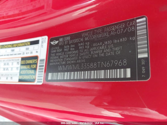 2008 MINI COOPER CLUBMAN WMWML33588TN67968 Photo 8