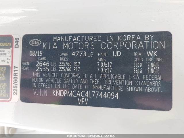KIA Sportage Lx 2020 KNDPMCAC4L7744094 Image 9