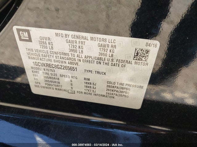Chevrolet Silverado 1500 2lt 2016 1GCVKREC8GZ265651 Image 9