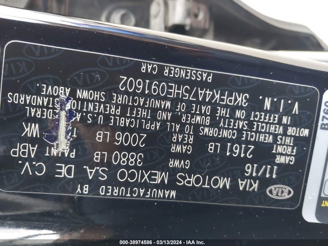 KIA FORTE LX 2017 3KPFK4A75HE091602 Image 9