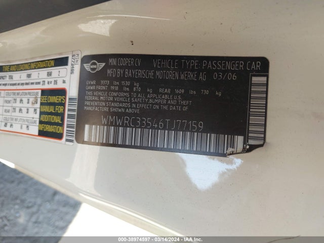 2006 MINI COOPER WMWRC33546TJ77159 Photo 8