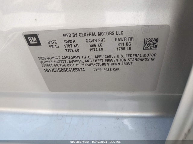 Chevrolet Sonic Lt Auto 2014 1G1JC5SB6E4108574 Image 9