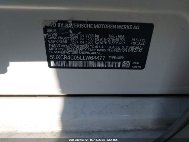 5UXCR4C05LLW64477 BMW X5 Sdrive 40i