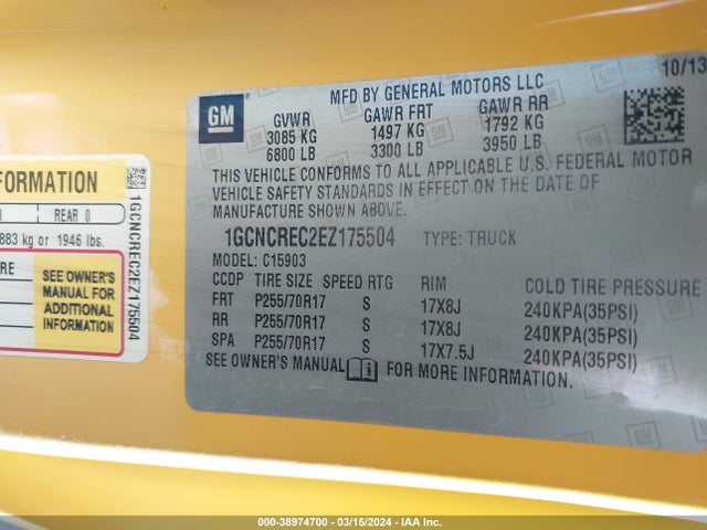 Chevrolet Silverado 1500 1lt 2014 1GCNCREC2EZ175504 Image 9