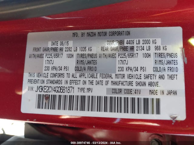 Mazda Cx-5 Touring 2016 JM3KE2CY4G0681871 Image 9