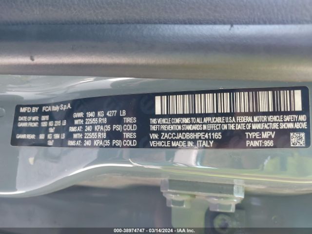 ZACCJADB8HPE41165 Jeep Renegade Limited Fwd