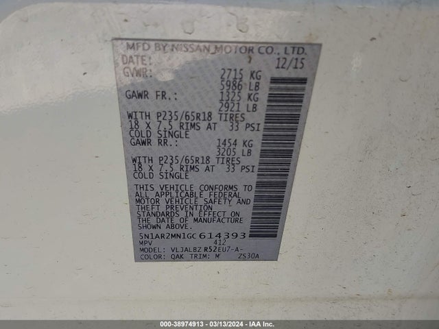 Nissan Pathfinder S 2016 5N1AR2MN1GC614393 Image 9