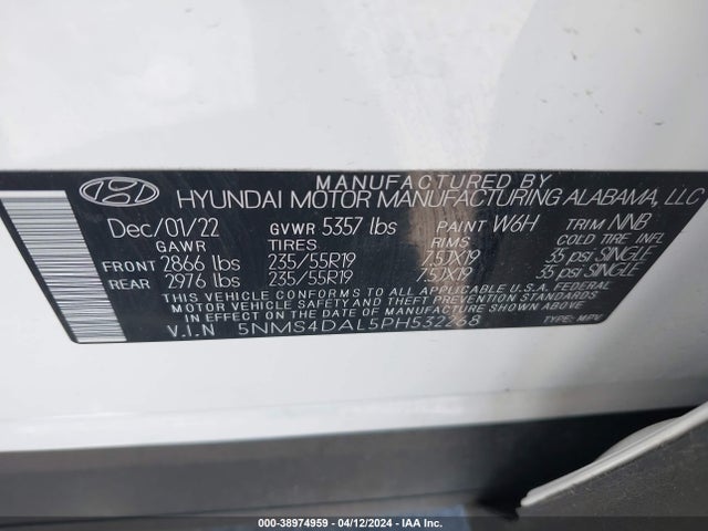 Hyundai Santa Fe Limited 2023 5NMS4DAL5PH532268 Image 9