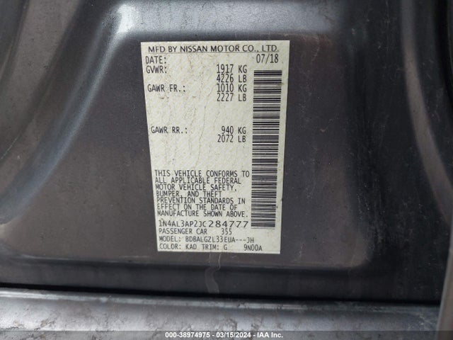 Nissan Altima 2.5 S 2018 1N4AL3AP2JC284777 Image 9
