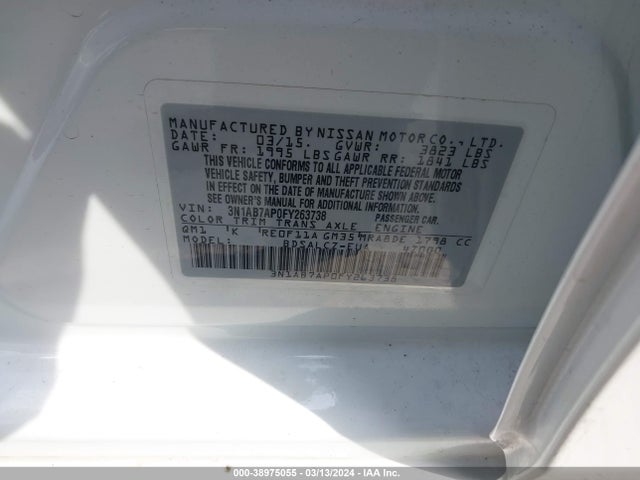 Nissan SENTRA S 2015 3N1AB7AP0FY263738 Image 9