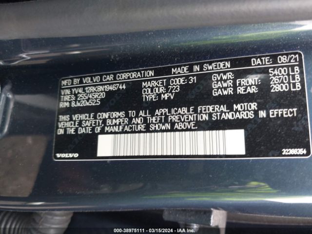 YV4L12RK8N1946744 Volvo Xc60 B5 Momentum