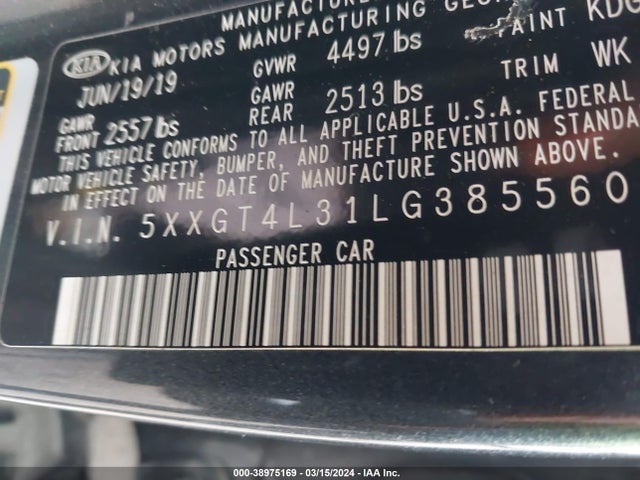 KIA Optima Lx 2020 5XXGT4L31LG385560 Image 10
