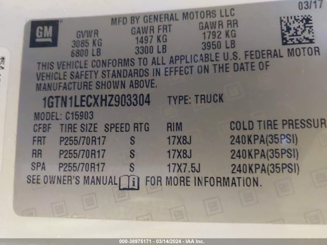 1GTN1LECXHZ903304 GMC SIERRA 1500