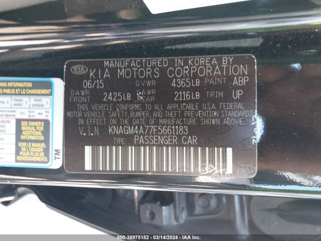 KIA Optima Lx 2015 KNAGM4A77F5661183 Image 9