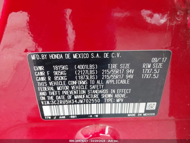 Honda HR-V LX 2018 3CZRU5H34JM702550 Image 9
