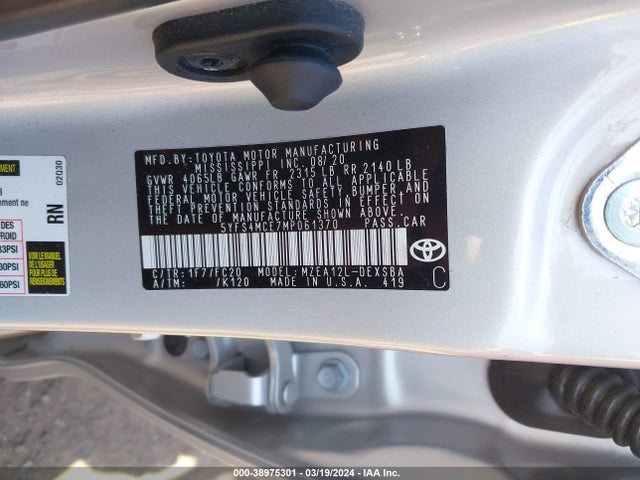 Toyota COROLLA SE 2021 5YFS4MCE7MP061370 Image 9