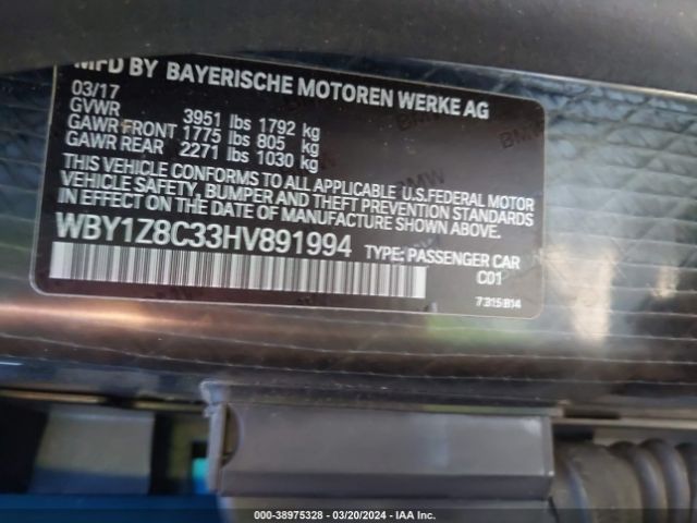 WBY1Z8C33HV891994 BMW I3 94 Ah W/range Extender