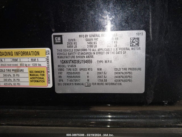 GMC Acadia Denali 2014 1GKKVTKD3EJ194959 Image 9